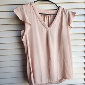 Philosophy Flutter Sleeve Sheer Pink Light weight Blouse XS